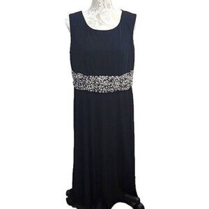 Jessica Howard midi dress black w/black & white elastic waist design womens 14W